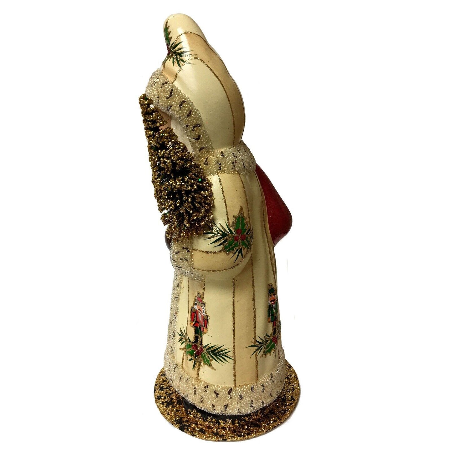 Pinnacle Peak Trading Company Ino Schaller Cream Santa with Nutcrackers German Paper Mache Candy Container