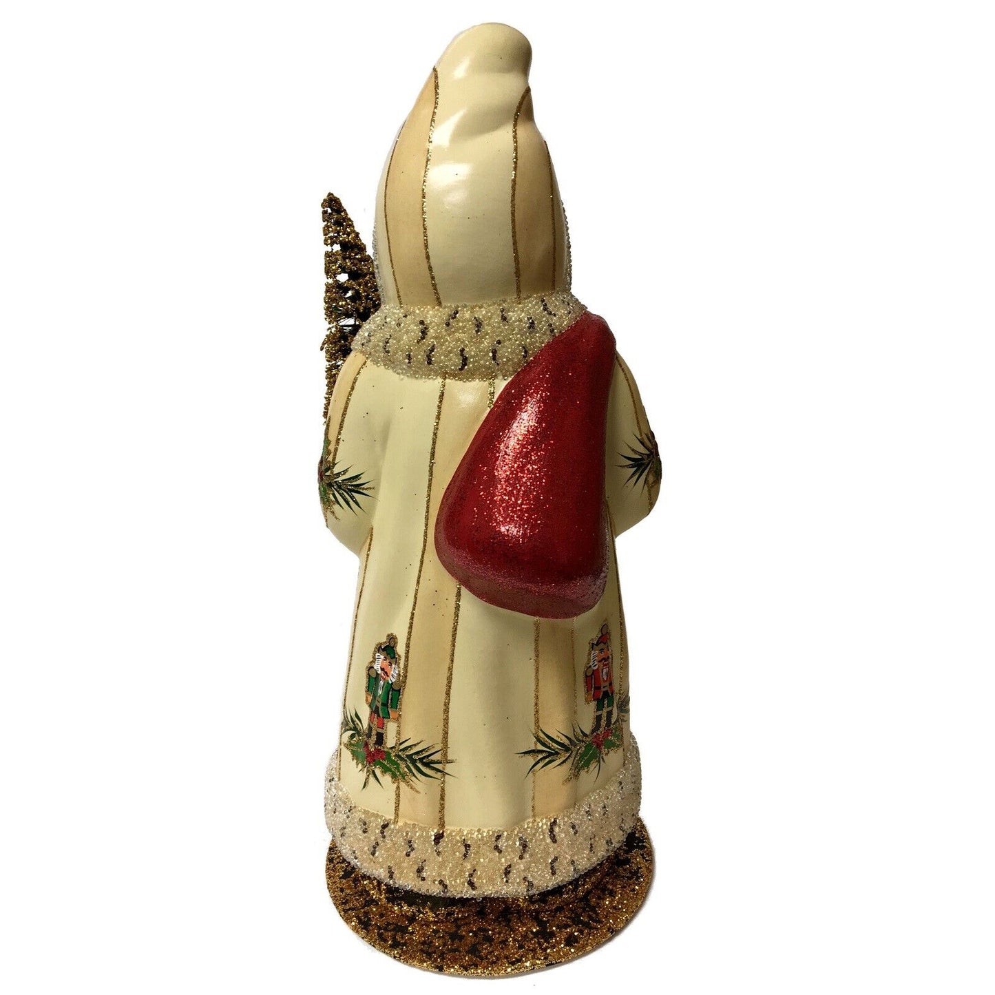 Pinnacle Peak Trading Company Ino Schaller Cream Santa with Nutcrackers German Paper Mache Candy Container