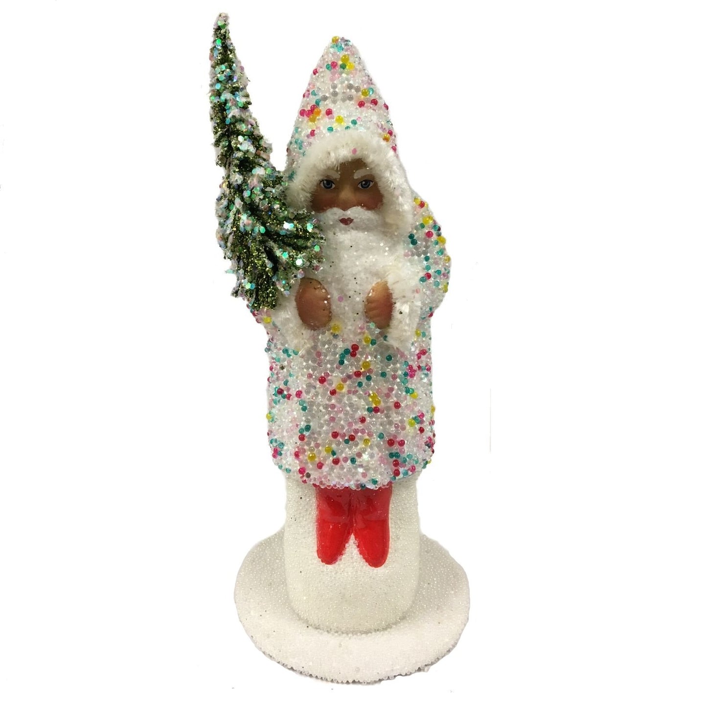 Ino Schaller Confetti Sugarbead Santa German Paper Mache Candy Container