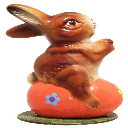 pinnacle peak trading co rabbit sitting on easter egg paper mache candy container figurine