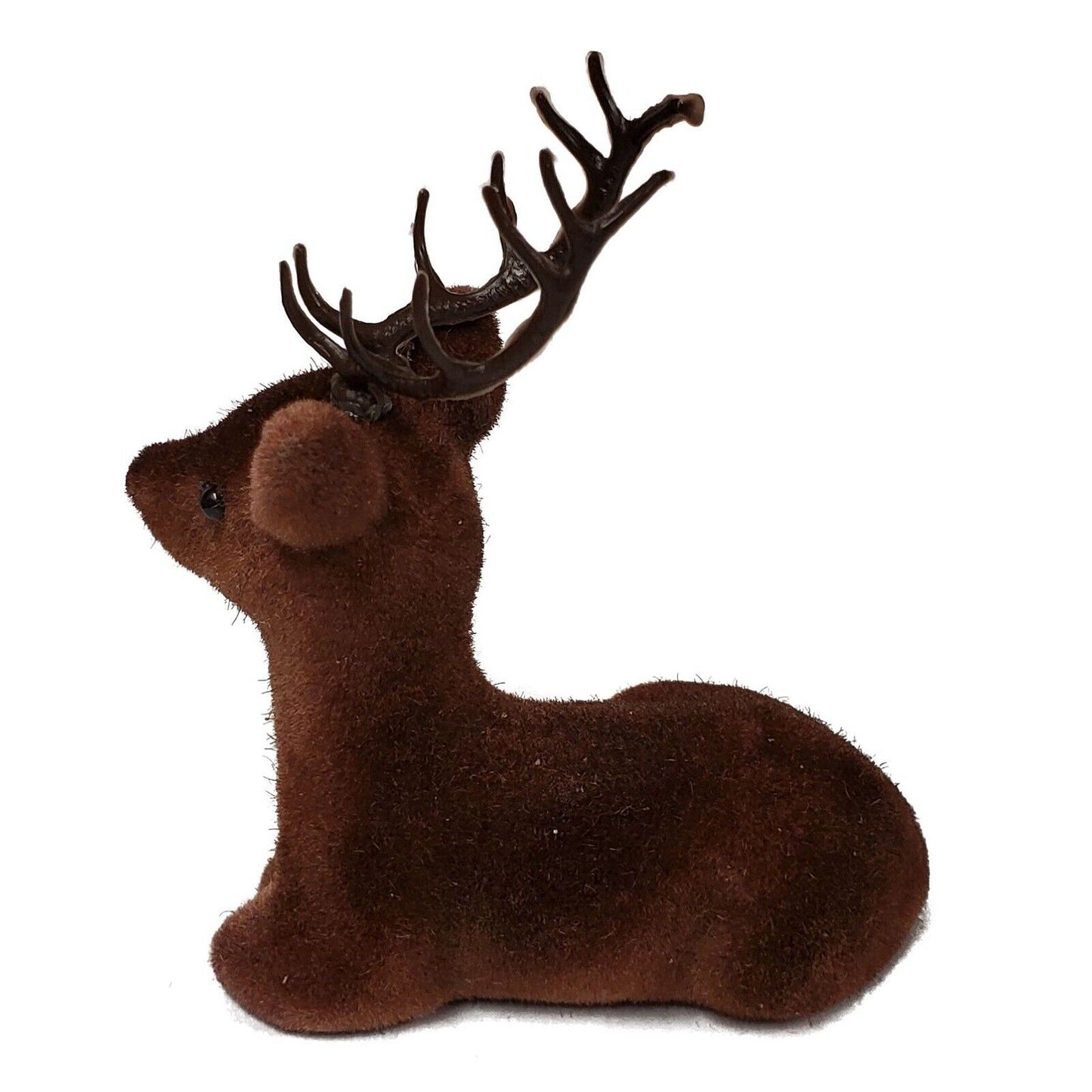 Ino Schaller Small Brown Flocked Buck Deer Lying Down German Figurine Germany