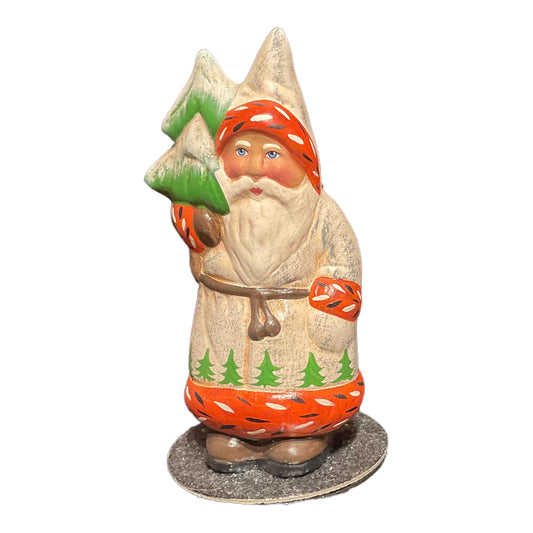 Ino Schaller Vintage Decor Santa with Tree German Paper Mache Candy Container