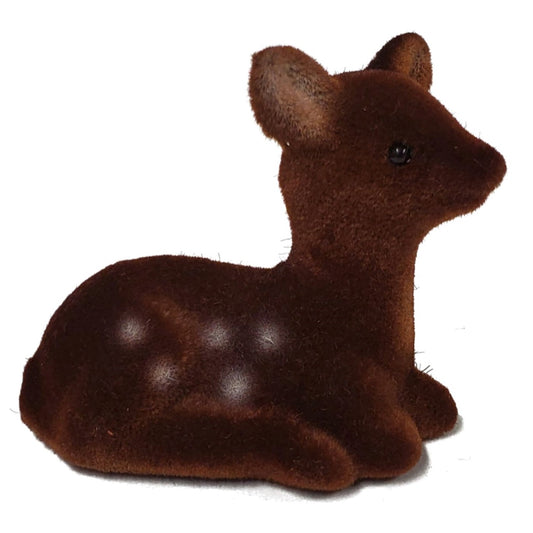 Ino Schaller Brown Flocked White Spotted Fawn Deer Lying Down German Figurine