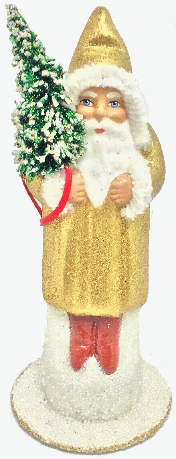 Ino Schaller Golden Shimmer Santa German Christmas Paper Mache Candy Container