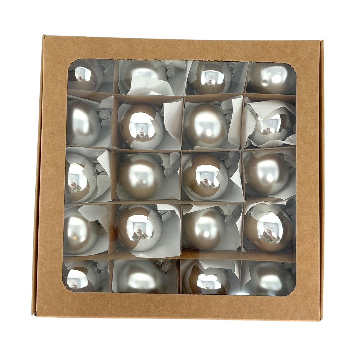 Pinnacle Peak Trading Silver Shiny and Matte Polish Glass 30mm Ball Bauble Ornaments 20 Piece Made in Poland 1.2 Inch