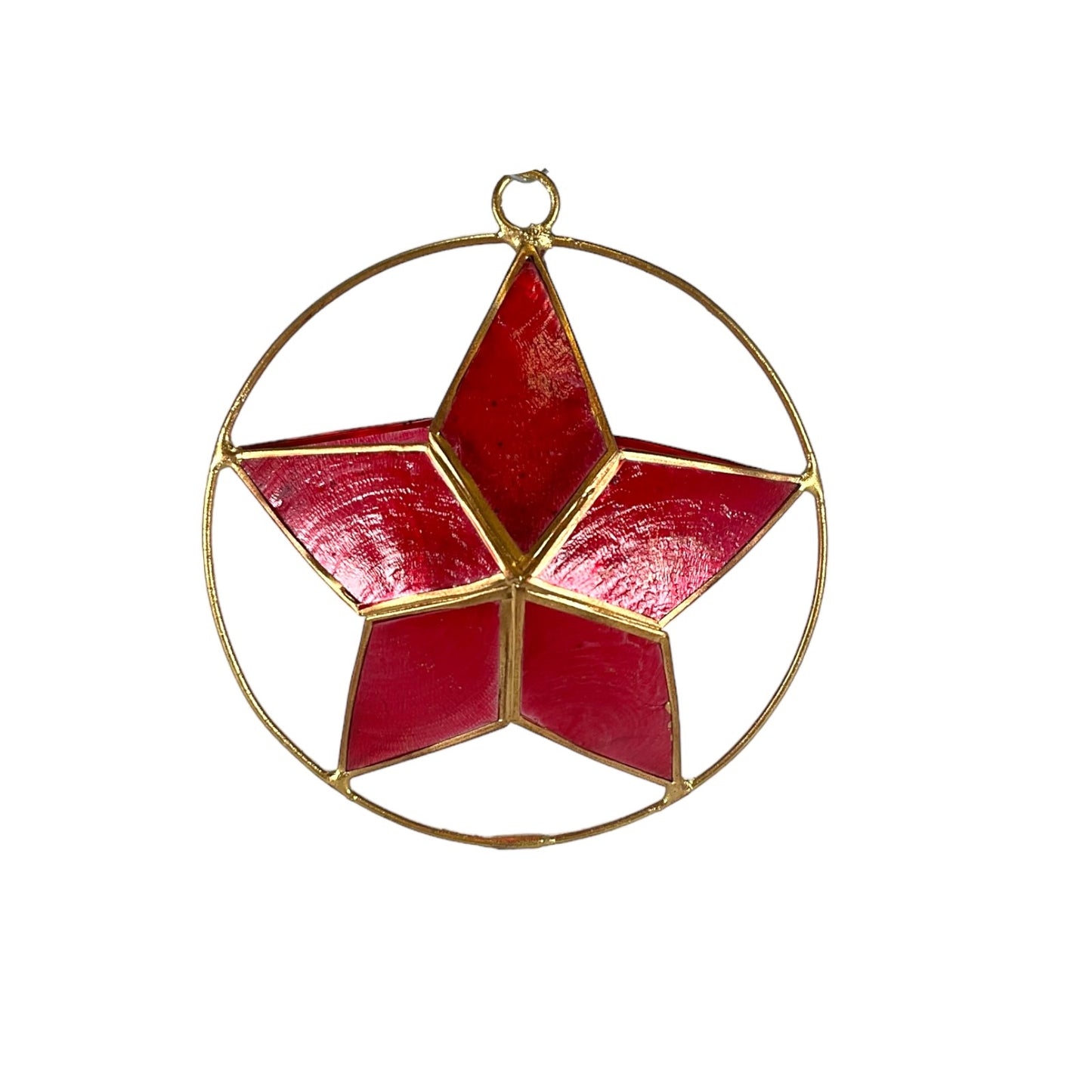 Pinnacle Peak Trading Red, White, Green, Blue or Purple Capiz Christmas Star Ornaments