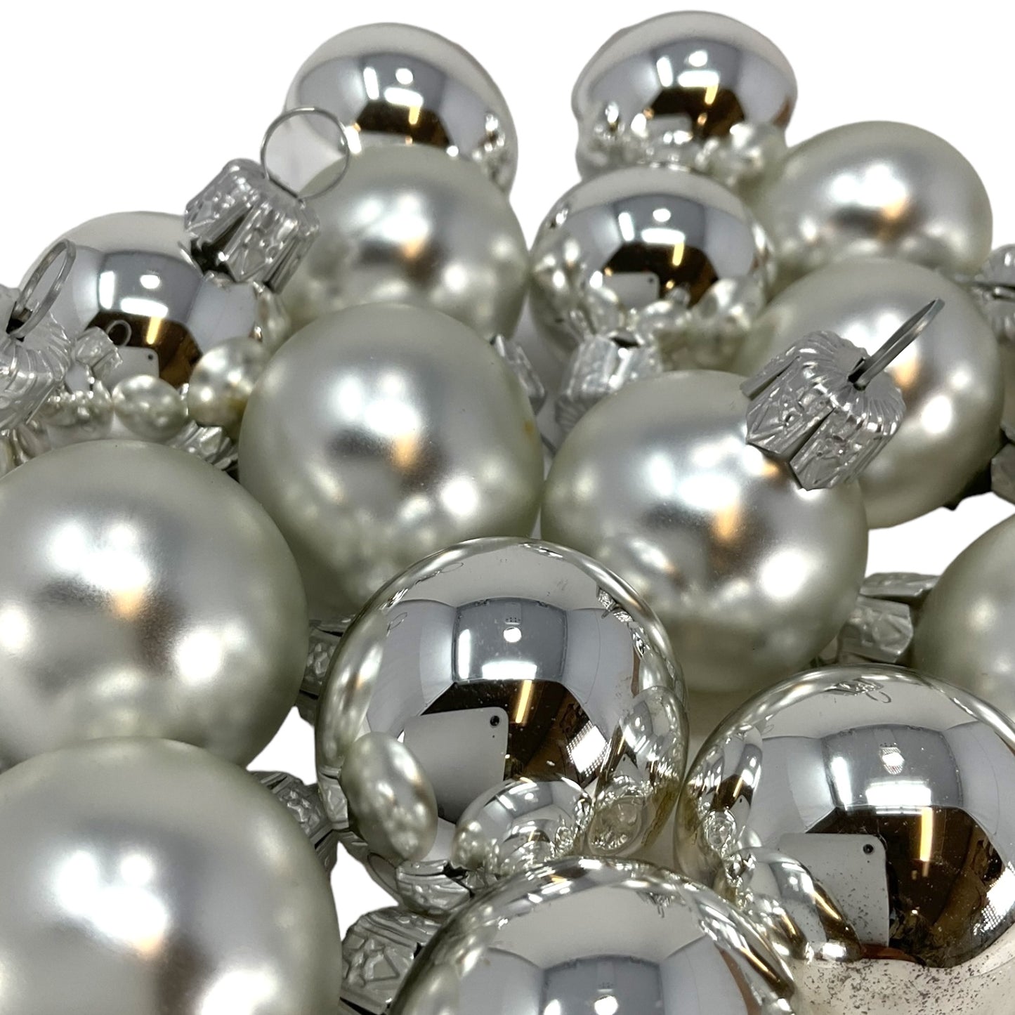 Pinnacle Peak Trading Silver Shiny and Matte Polish Glass 30mm Ball Bauble Ornaments 20 Piece Made in Poland 1.2 Inch